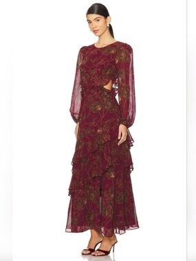 ASTR The Label Biella Cutout Ruffle Women's Floral Maxi Dress XS
